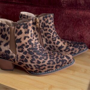 Women’s Leopard Print Ankle Boots - New
